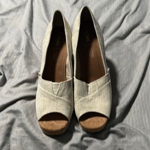 TOMS wedges size 10 beige. Worn once.